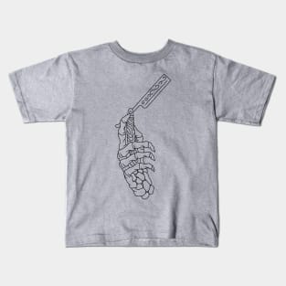 Skeleton Hand with Straight Razor Kids T-Shirt